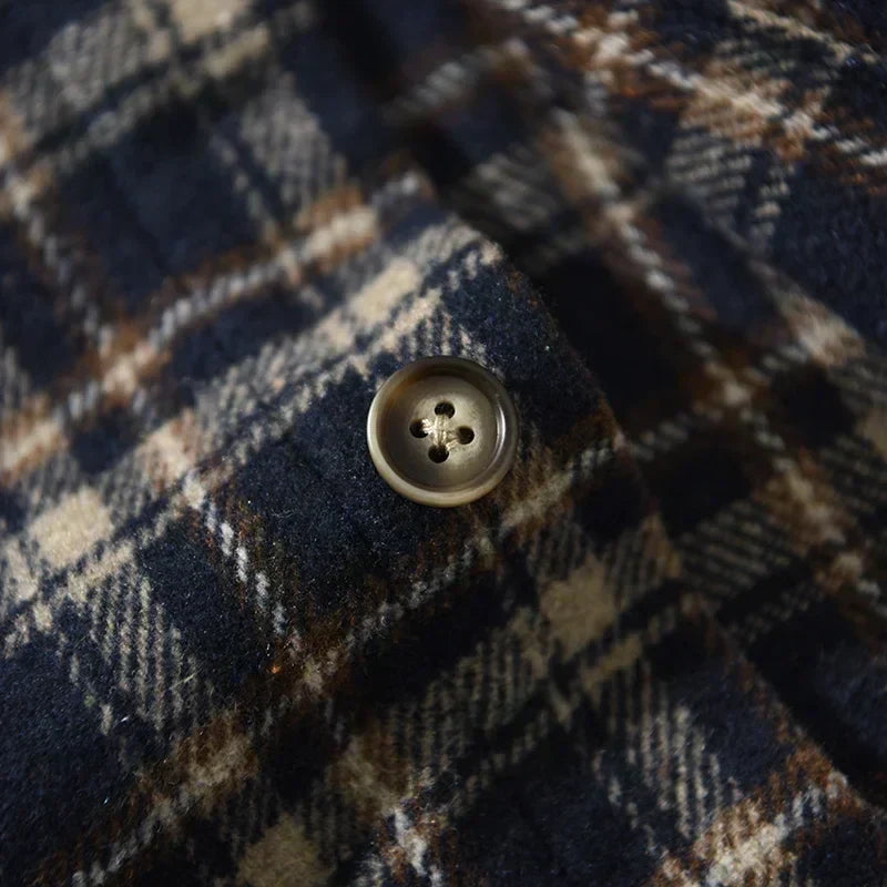 Men's Loose Oversize Long Sleeve Flannel Shirt - Non-elastic Retro Warm Shirt