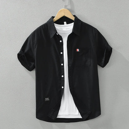 Men's White Short Sleeve Shirt - Loose Casual Summer Shirt