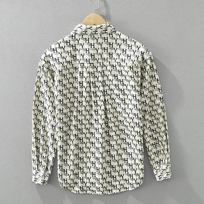 Men's Letter Print Long Sleeve Shirt - 2024 Spring Casual Loose Fit