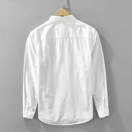 Men's Fashion Patchwork Long Sleeve Shirt - Loose Cotton Casual Shirt