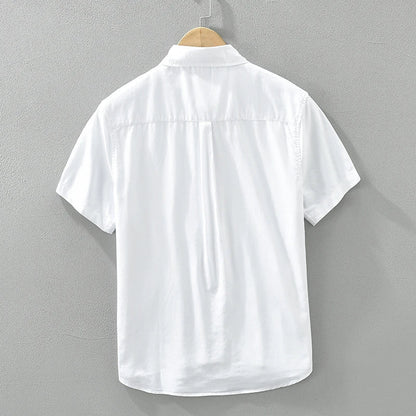 Men's White Short Sleeve Shirt - Loose Casual Summer Shirt