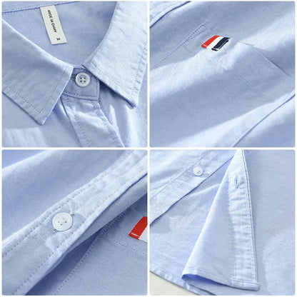 Men's White Short Sleeve Shirt - Loose Casual Summer Shirt