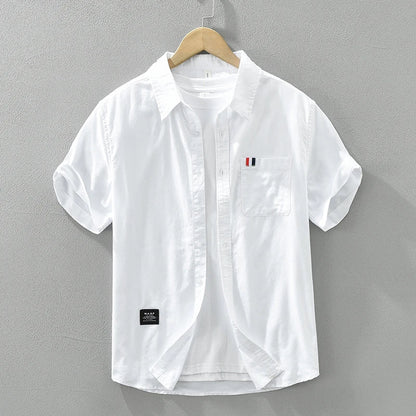 Men's White Short Sleeve Shirt - Loose Casual Summer Shirt