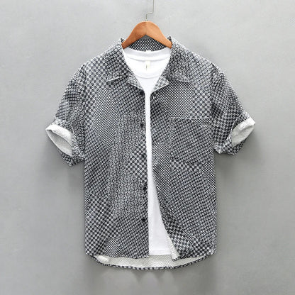 Men's Plaid Short Sleeve Shirt - Plus Size 4XL Casual Summer Shirt