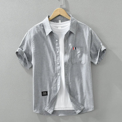 Men's White Short Sleeve Shirt - Loose Casual Summer Shirt