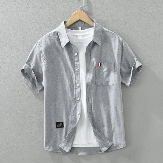 Men's White Short Sleeve Shirt - Loose Casual Summer Shirt