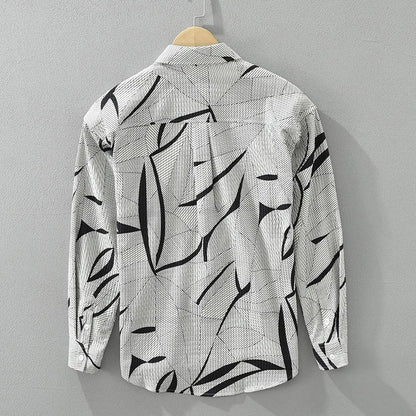 Men's Long Sleeve Print Shirt - Casual Button-Up Fashion Top