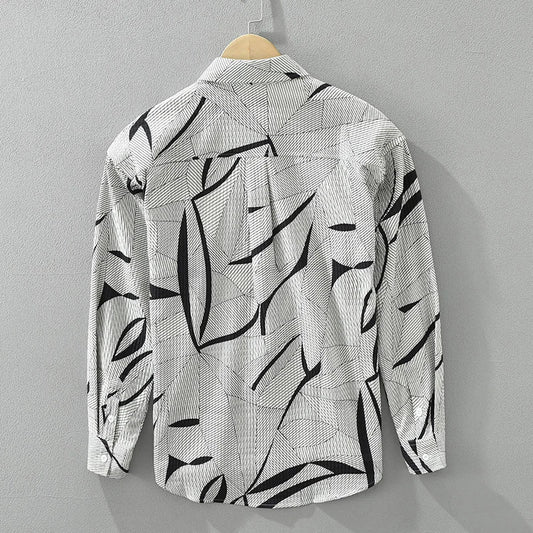 Men's Long Sleeve Print Shirt - Casual Button-Up Fashion Top
