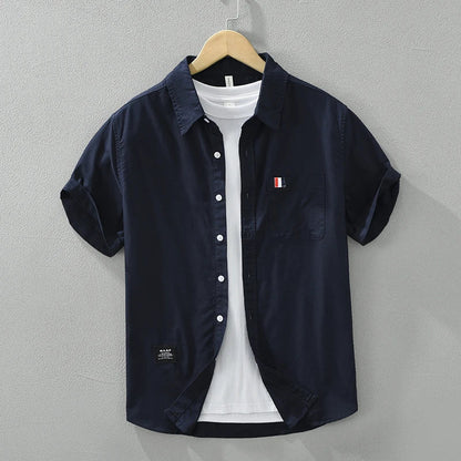 Men's White Short Sleeve Shirt - Loose Casual Summer Shirt